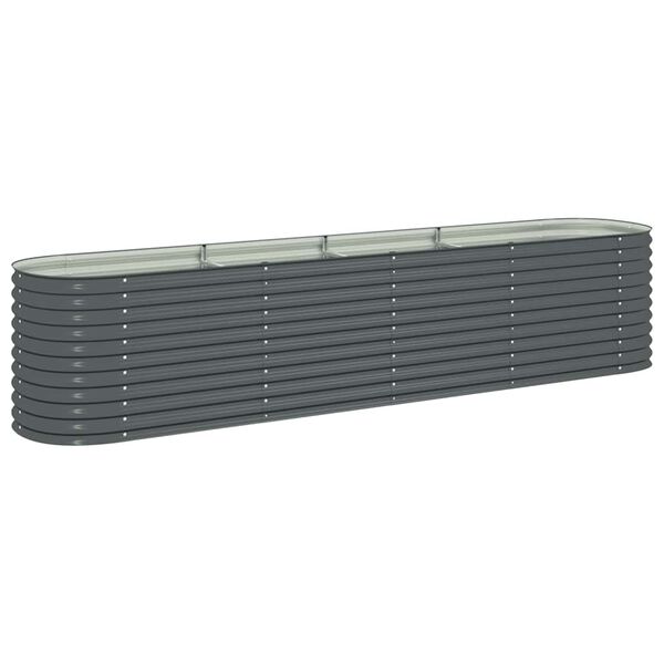 vidaXL Garden Raised Bed Grey Galvanized Steel 157.5 x 31.5 x 31.9 in