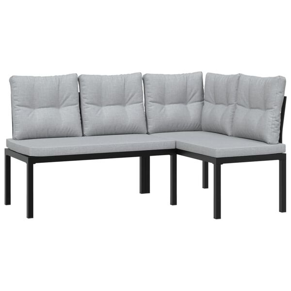vidaXL Garden Sofa Set Black and Light Grey