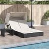 vidaXL Double Sun Lounger Black, Cream White