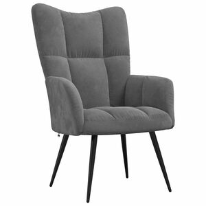 vidaXL Relaxing Chair Dark Grey Velvet, Steel Standard Modern