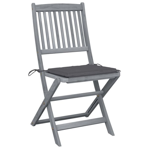 vidaXL Outdoor Chair Set of 2 Grey, Anthracite Solid Acacia wood