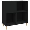 vidaXL Record Cabinet Black Engineered wood, solid eucalyptus wood Medium