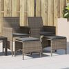 vidaXL Patio Sofa 2-Seater with Table and Stools Grey Poly Rattan