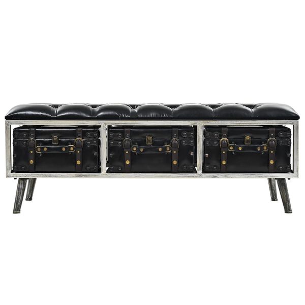 vidaXL Storage Bench Black Faux leather, steel, MDF Medium Storage Bench