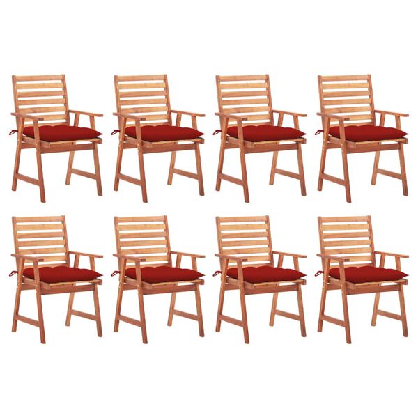 vidaXL Patio Chair Set of 8 Natural Wood Solid Acacia Wood Standard