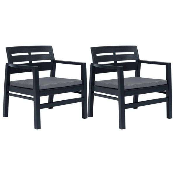 vidaXL Patio Garden Set Set of 3 Anthracite Plastic, Polyester Standard