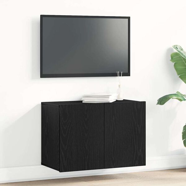 vidaXL TV Cabinet Black Oak 23.6 x 11.8 x 16.1" Engineered Wood
