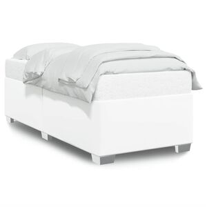vidaXL Bed Frame White Faux leather, plywood, engineered wood Twin
