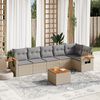 vidaXL Garden Sofa Set Beige Poly Rattan Large Adjustable Feet
