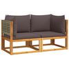 vidaXL Garden Sofa Grey Solid Acacia wood, PE rattan, 100% polyester fabric