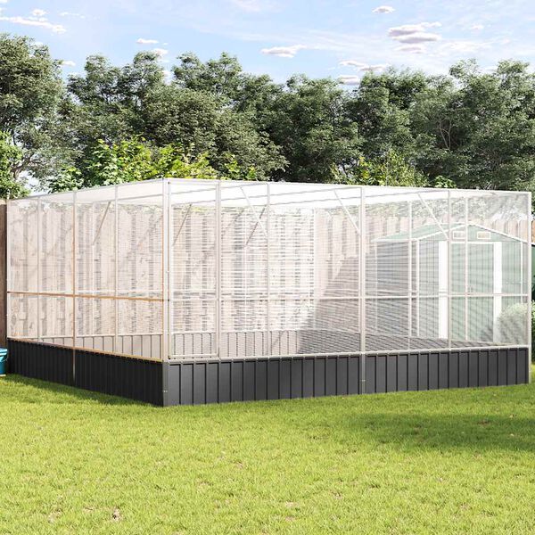 vidaXL Aviary Silver Galvanized steel Large Durable Aviary