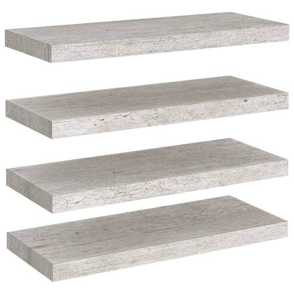 vidaXL Wall Shelf Set of 4 Concrete Grey Honeycomb MDF, Metal Standard