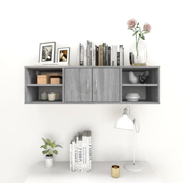 vidaXL Wall Shelf Grey Sonoma Engineered Wood 40.2 in x 11.8 in x 11.4 in