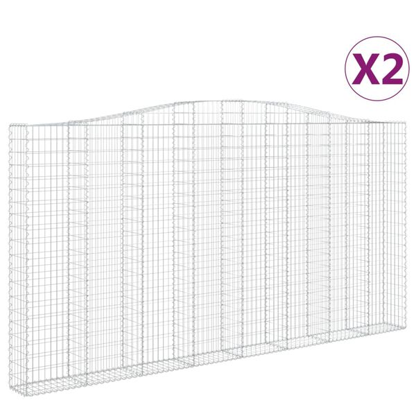 vidaXL Arched Gabion Baskets 2 pcs 157.5x11.8x200/220" Galvanised Iron