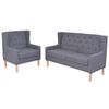 vidaXL Sofa Set Gray Polyester, Wood Medium Modern Sofa Set