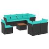 vidaXL 9 Piece Patio Sofa Set with Cushions Black Poly Rattan