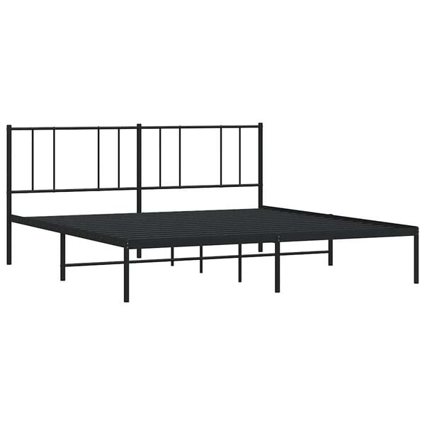 vidaXL Bed Frame Black Powder-Coated Steel Full Bed Frame Rectangular