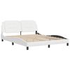 vidaXL Bed Frame White Faux leather, Metal, Solid pine wood, Plywood