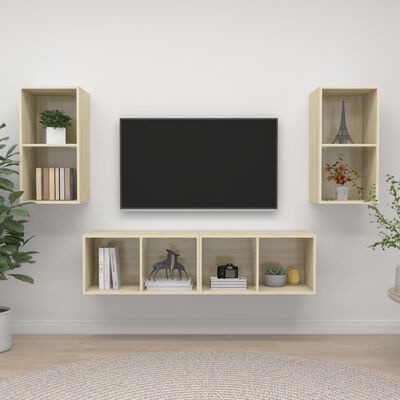 vidaXL Wall-mounted TV Stands 4 pcs Sonoma Oak Engineered Wood