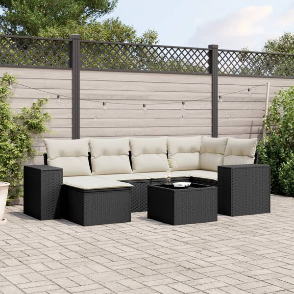 vidaXL Garden Sofa Set Black and Cream White