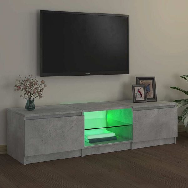 vidaXL TV Cabinet with LED Lights Concrete Grey 55.1x15.7x14.2"