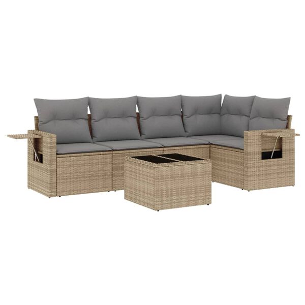 vidaXL Garden Sofa Set Beige, Light Grey PE rattan Large