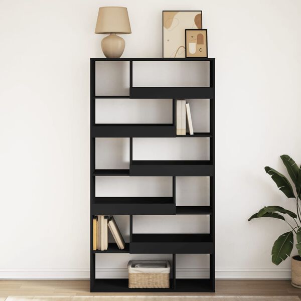 vidaXL Bookcase Black Engineered wood Large Bookcase Rectangular