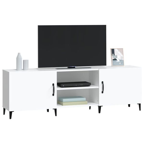 vidaXL TV Cabinet White Engineered wood, Iron Standard TV Cabinet