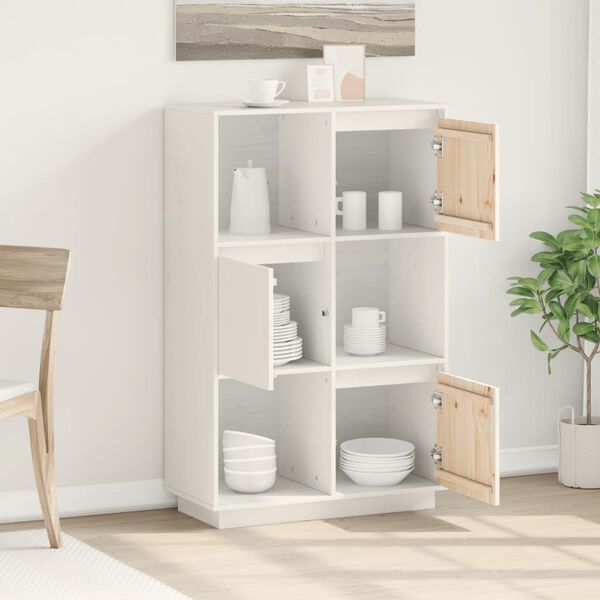 vidaXL Highboard White Solid pine wood 29.1x13.8x46.1 in Reversible