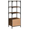 vidaXL Bookcase Smoked Oak Engineered wood, Metal 3-Tier Adjustable Feet