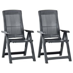 vidaXL Garden Chair Set of 2 Anthracite Plastic Standard Foldable