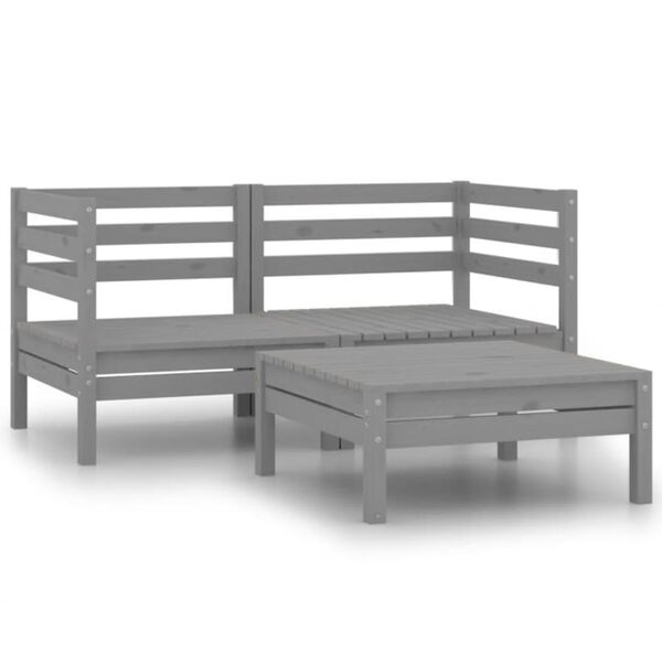 vidaXL Garden Lounge Set Grey Solid pinewood One size Modular