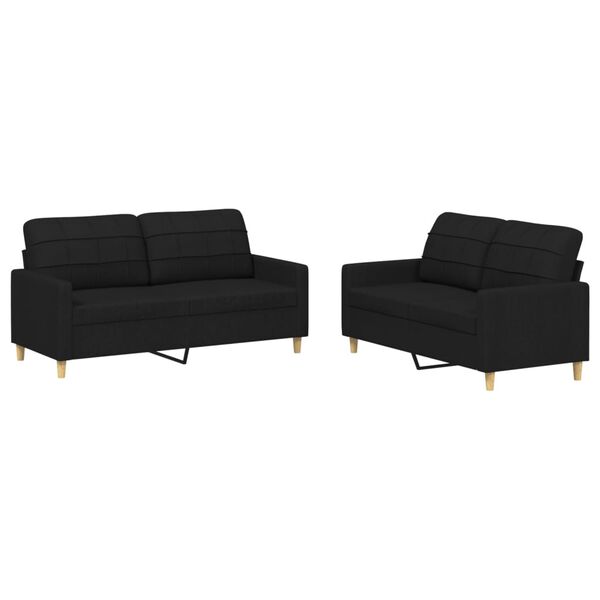vidaXL Sofa Set Black Polyester 2-seater Sofa Set Rectangular Modern