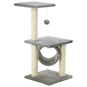 vidaXL Cat Tree Grey Particle board, Soft plush, Sisal rope 25.6 in