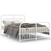 vidaXL Bed Frame White Steel Double Bed Frame Rectangular