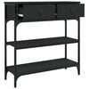 vidaXL Console Table Black Engineered wood and metal 28.5x9.8x29.5 in