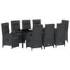 vidaXL Garden Dining Set with Cushion 9 pcs Black Poly Rattan