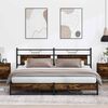 vidaXL Bed Frame Smoked Oak Steel, Engineered Wood Double Bed Frame