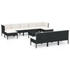vidaXL 11 Piece Patio Lounge Set with Cushions Poly Rattan Black