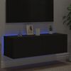 vidaXL TV Wall Stand with LED Lights Black 39.4"x13.8"x12.2"