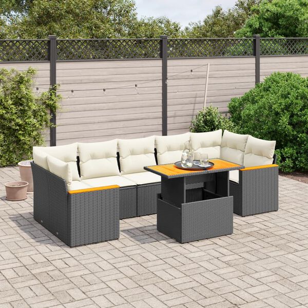 vidaXL Garden Sofa Set Black, Cream White