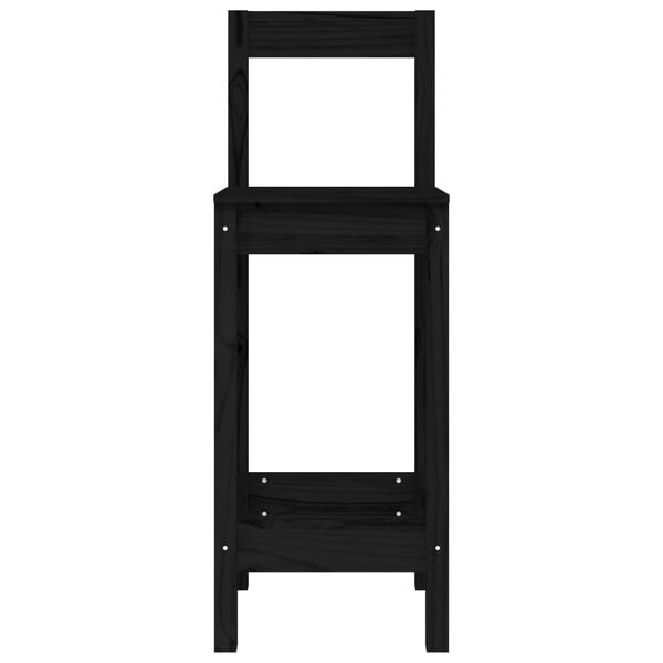 vidaXL Bar Chair Set of 2 Black Solid pine wood Medium Bar Chair
