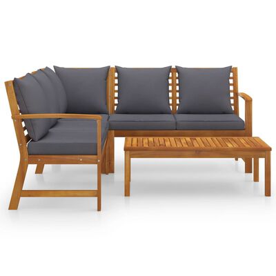 vidaXL 4 Piece Patio Lounge Set with Cushion Solid Acacia Wood