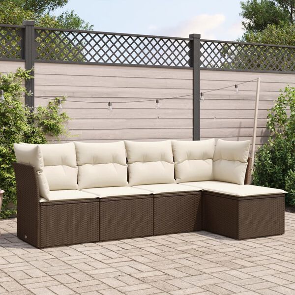 vidaXL Garden Sofa Set Brown,Cream White