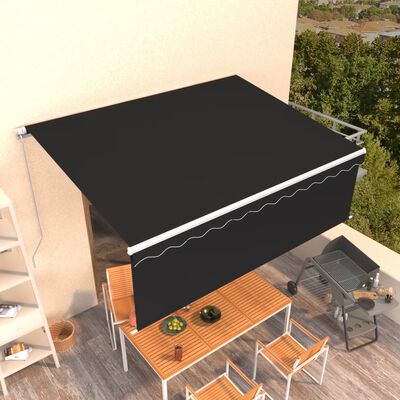 vidaXL Manual Retractable Awning with Blind 157.5"x118.1" Anthracite