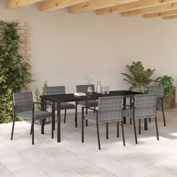 vidaXL Garden Dining Set 6 pcs Grey Powder-Coated Steel