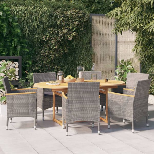vidaXL Patio Dining Set Set of 6 Gray