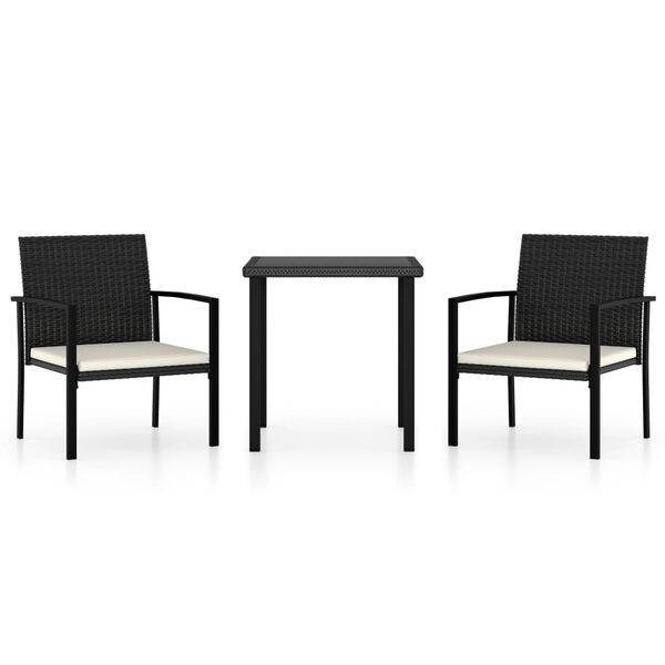 vidaXL Dining Set Black Table and Chairs, Cream Cushions
