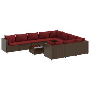 vidaXL Patio Sofa Set Brown PE rattan, powder-coated steel, tempered glass