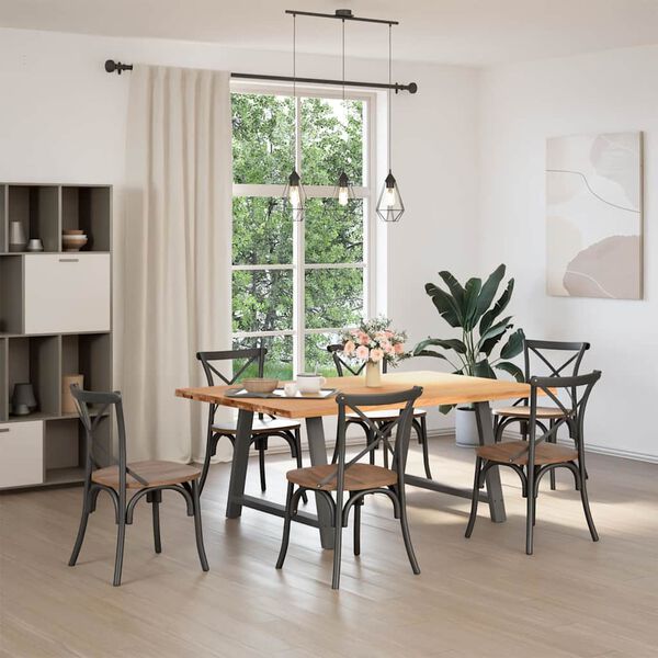 vidaXL Dining Table Light brown Solid oak wood 71.0 in x 47.2 in